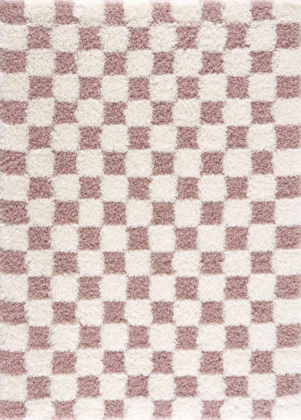 🦩 Pink Checkered Shag Rug