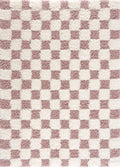 🦩 Pink Checkered Shag Rug