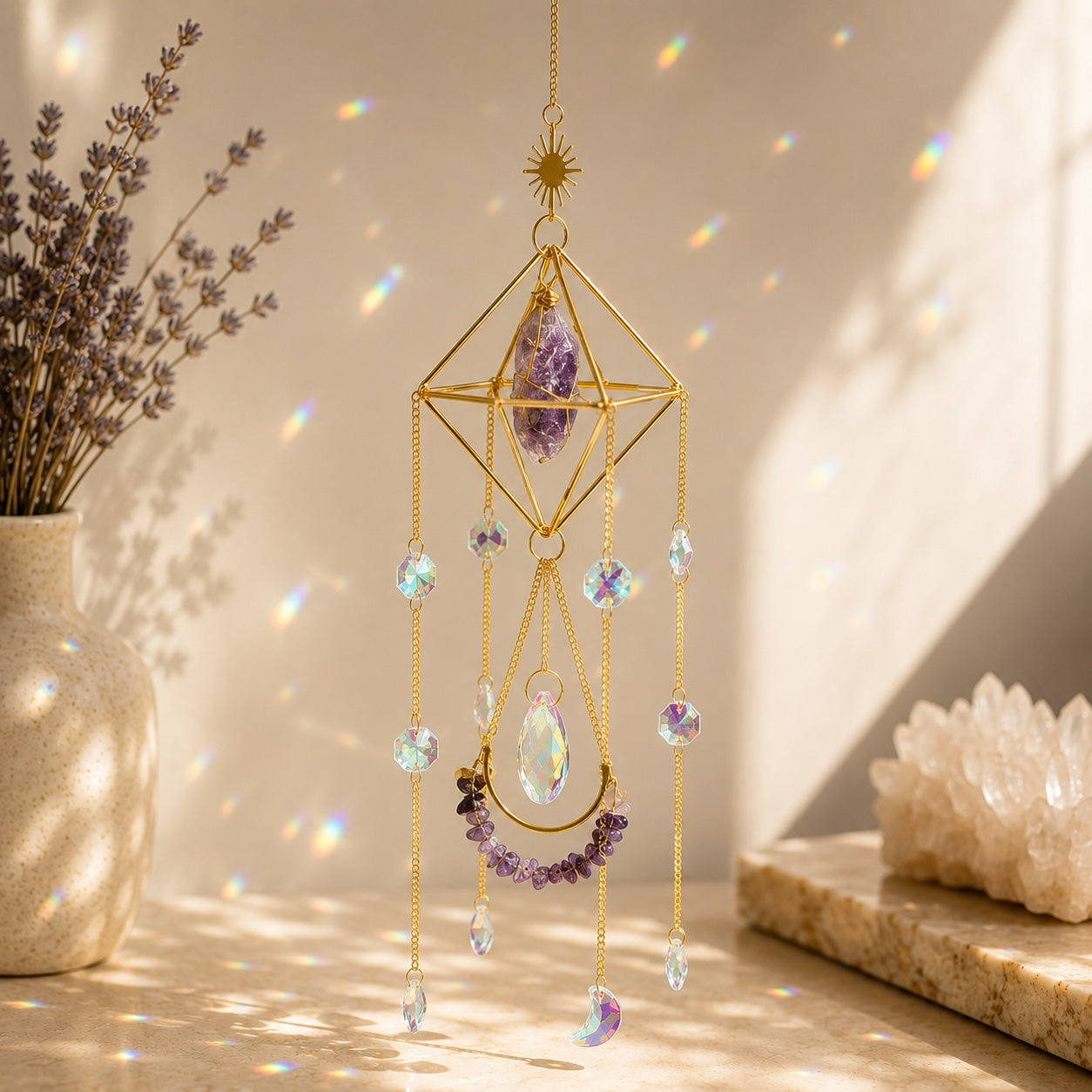 🍄 Celestial Amethyst Sun Catcher