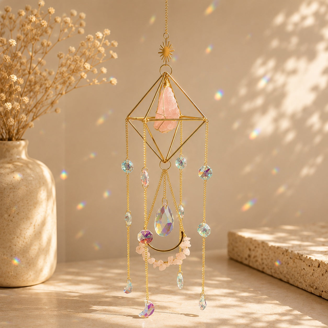 🌸 Celestial Rose Quartz Sun Catcher